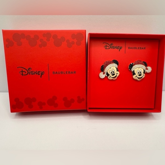 BaubleBar Disney Mickey Mouse Santa Earrings NIB - Picture 3 of 6